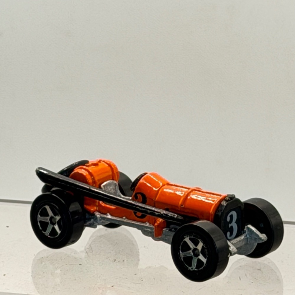 Hot Wheels Old 3 Diecast Race Car Orange Black Number 3 Vintage Style 2000
